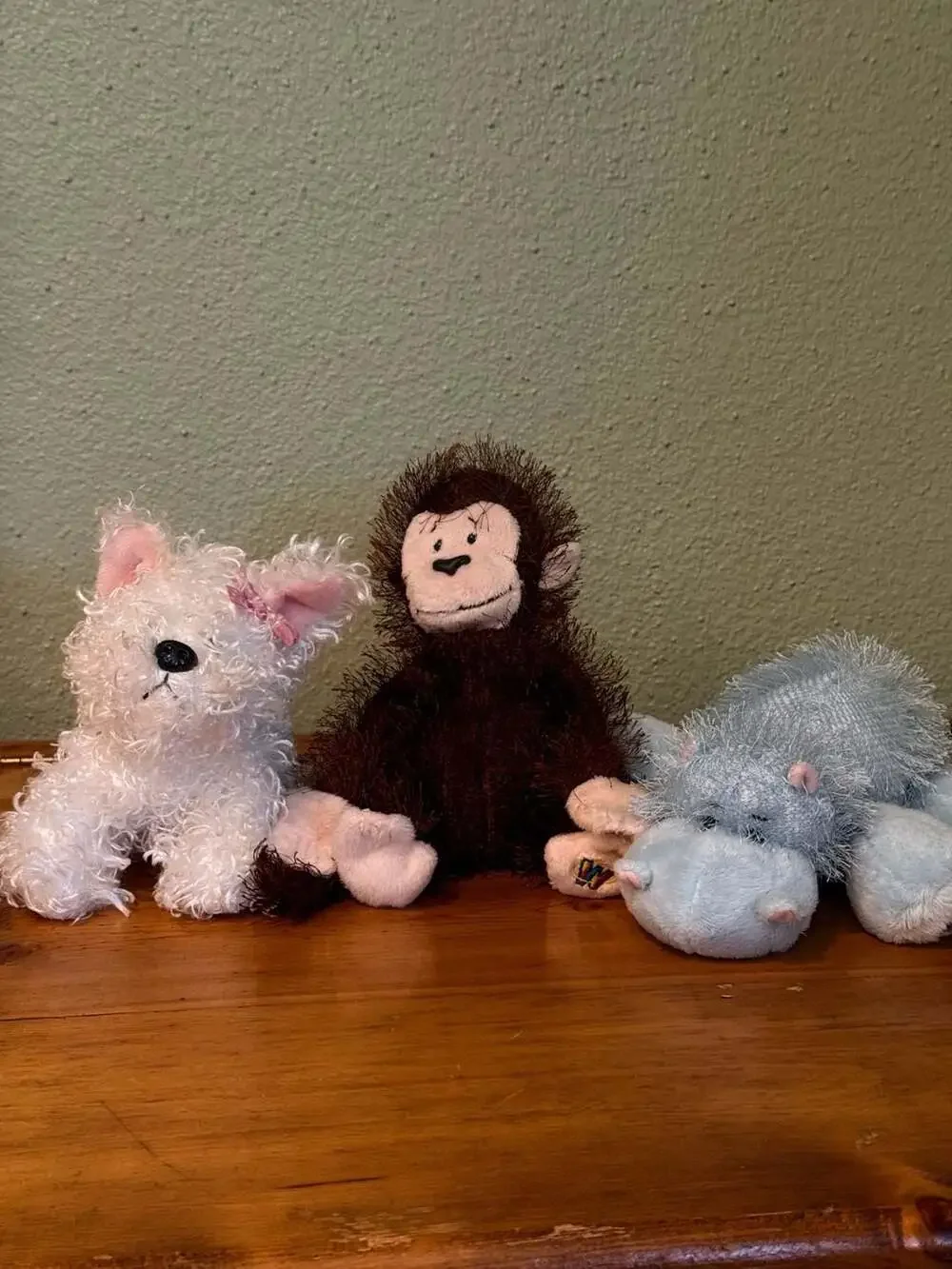Webkinz Lot of 3 Plush Toys: Westie Dog, Monkey, and Hippo